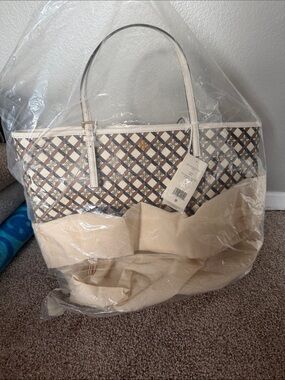 New Tory Burch Women's Geo Logo Mini Top Zip Tote